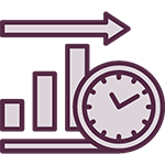 Timeliness Clock with a bar graph and arrow pointed right